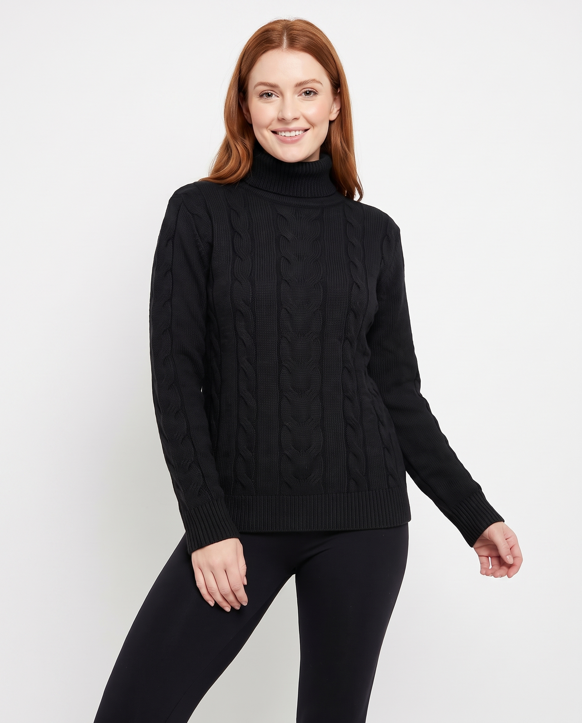 Matilda Women's Cable Knit Jumper in Black