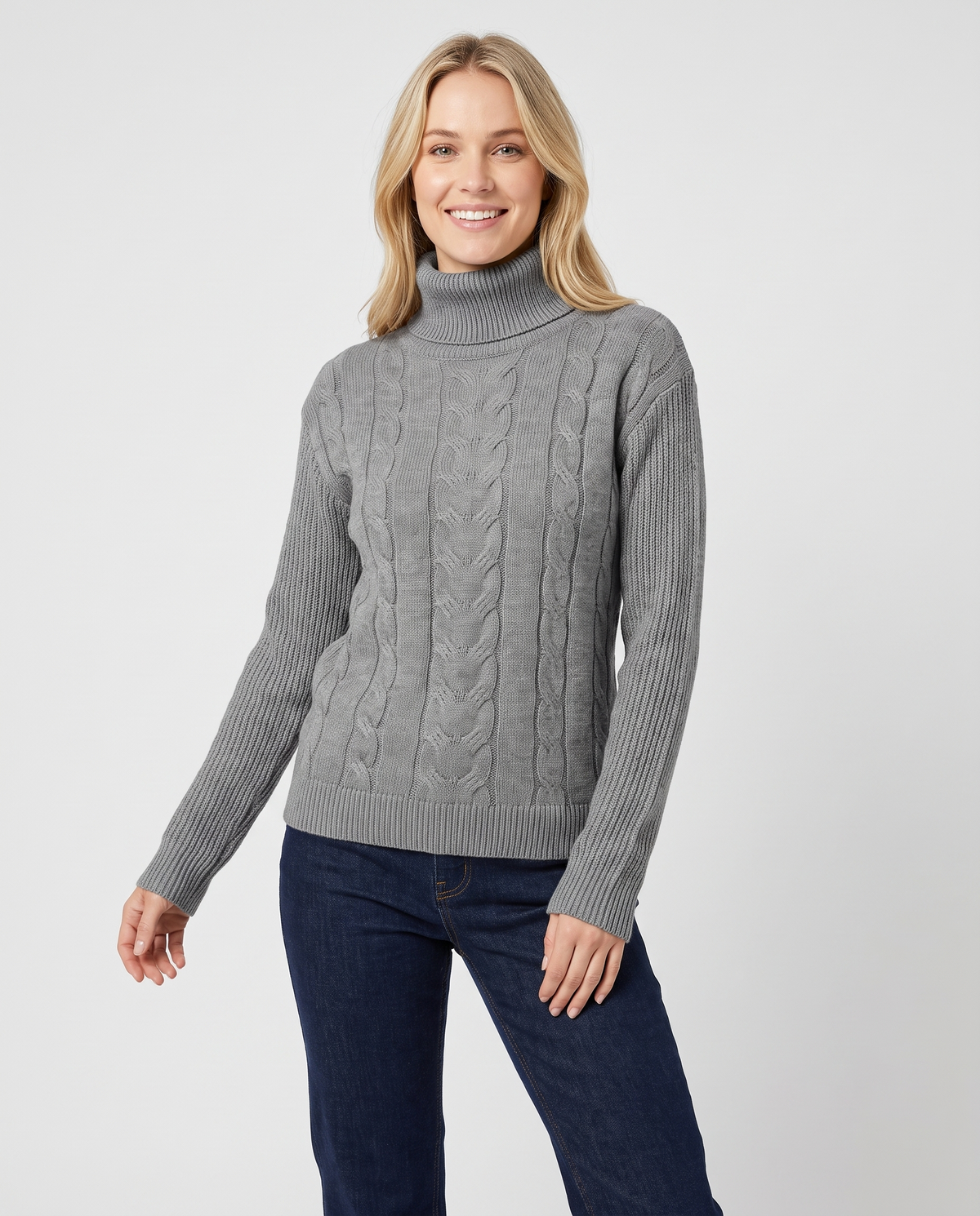 Matilda Women's Cable Knit Jumper in Grey
