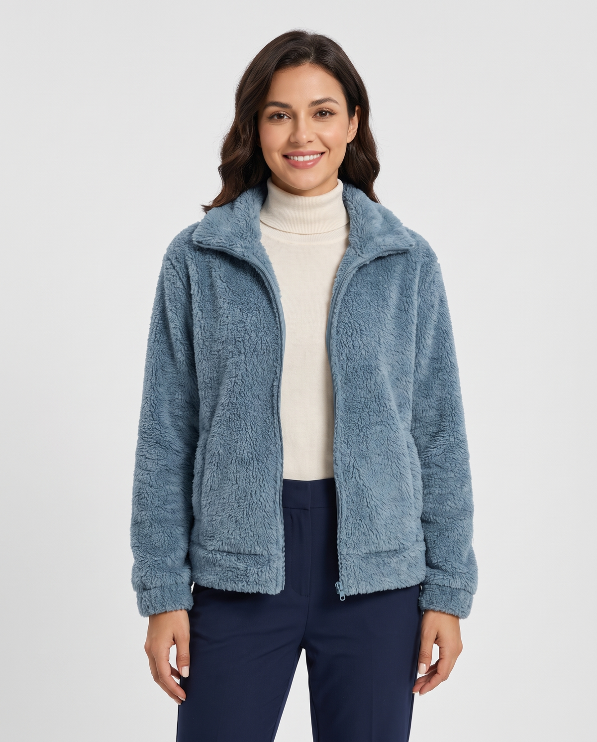 Nina Women's Teddy Fleece Jacket - Blue