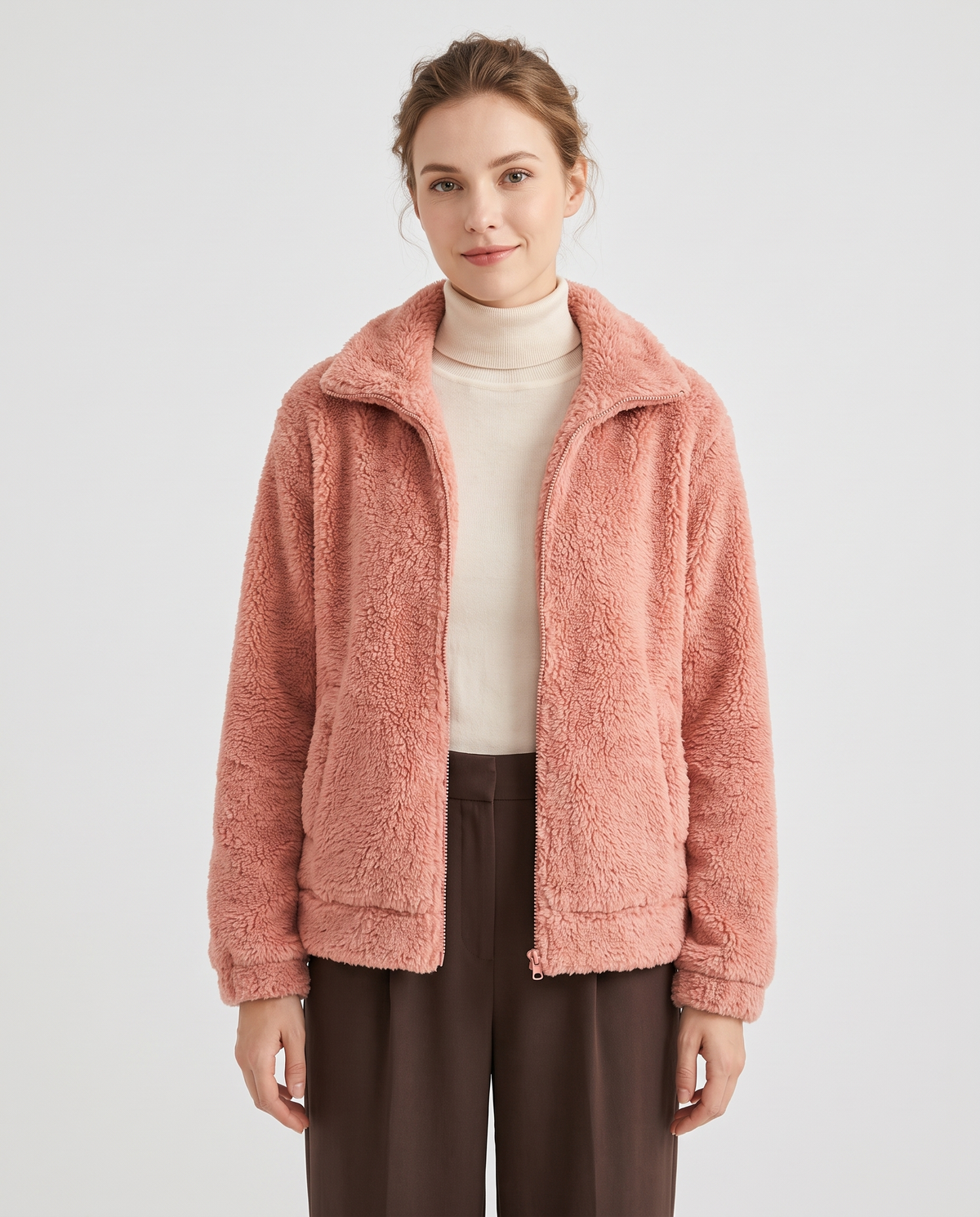 Nina Women's Teddy Fleece Jacket - Pink