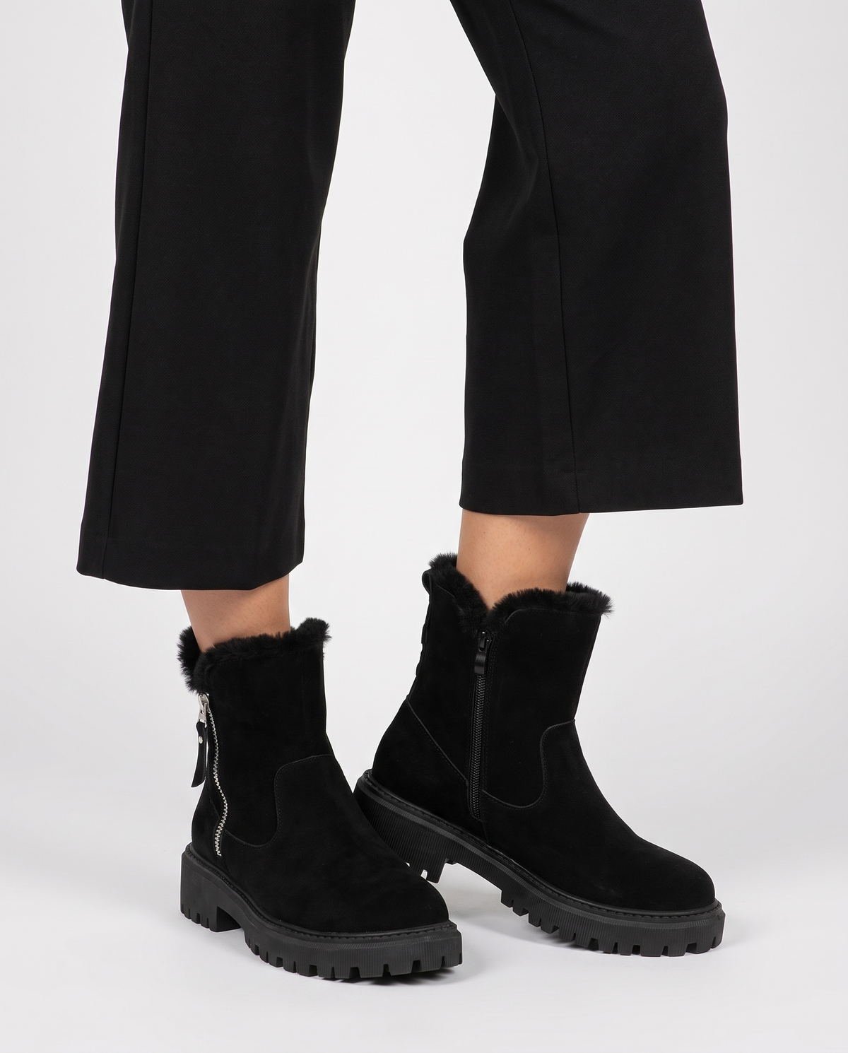 Nora Women's Suede Winter Ankle Boots - Black