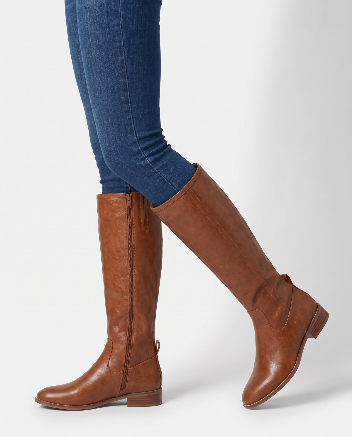 Odette Women's Leather Flat Knee High Boots - Brown