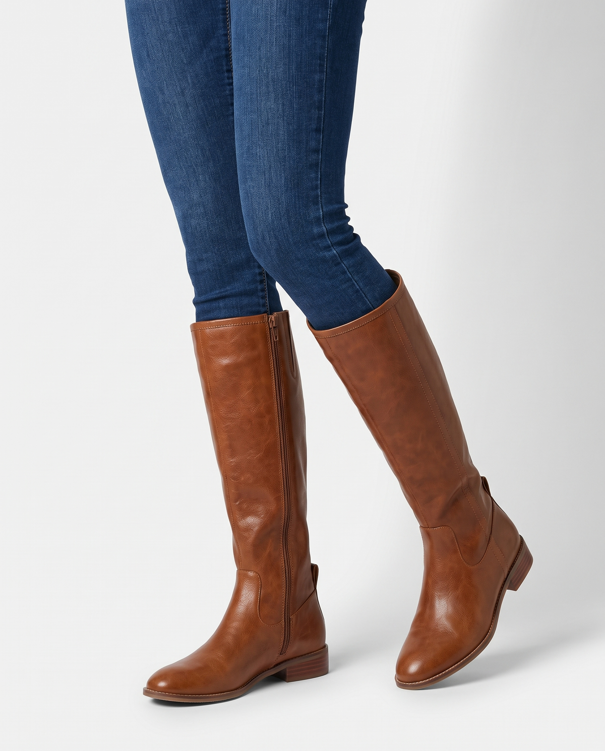 Odette Women's Leather Flat Knee High Boots - Brown