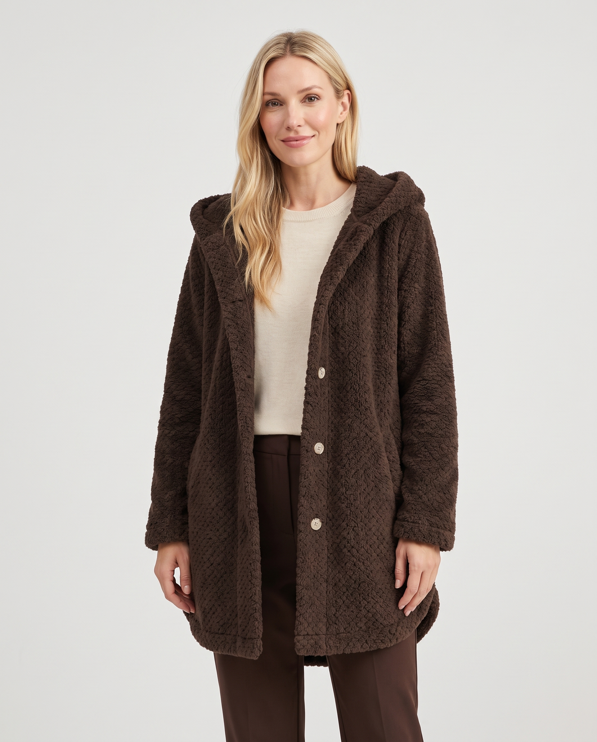 Poppy Women's Fleece Jacket - Dark Brown