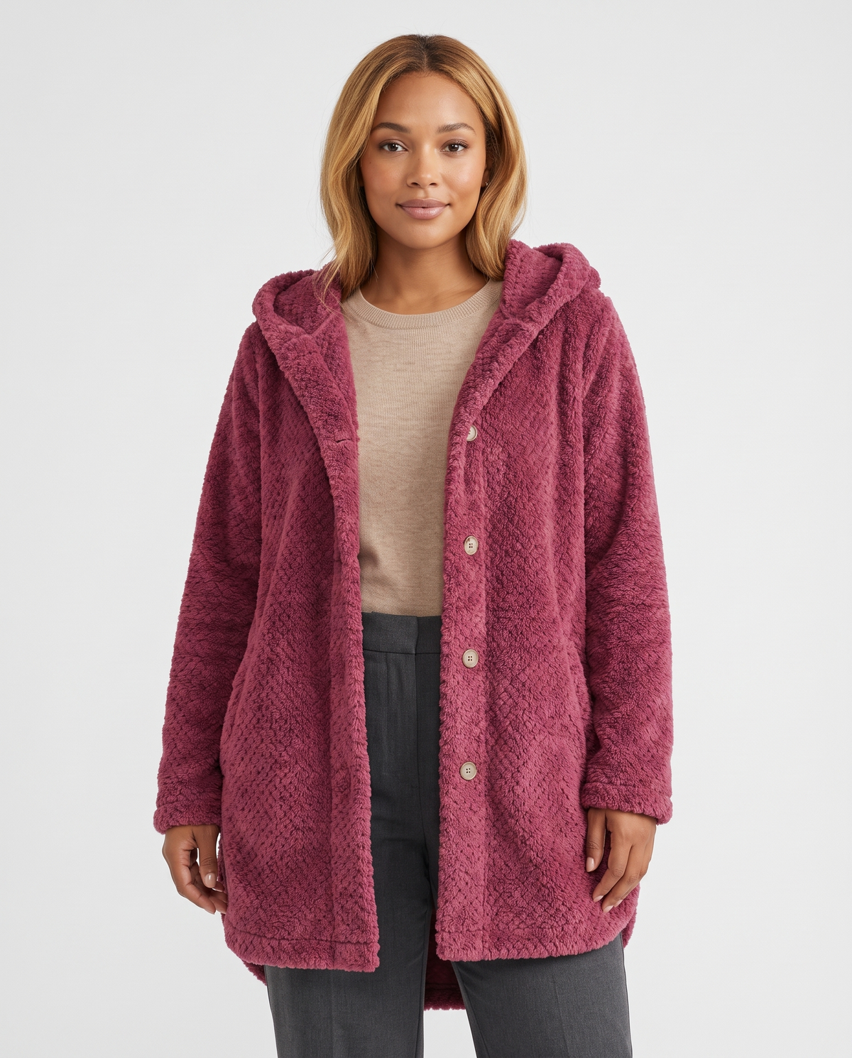 Poppy Women's Fleece Jacket - Dark Pink