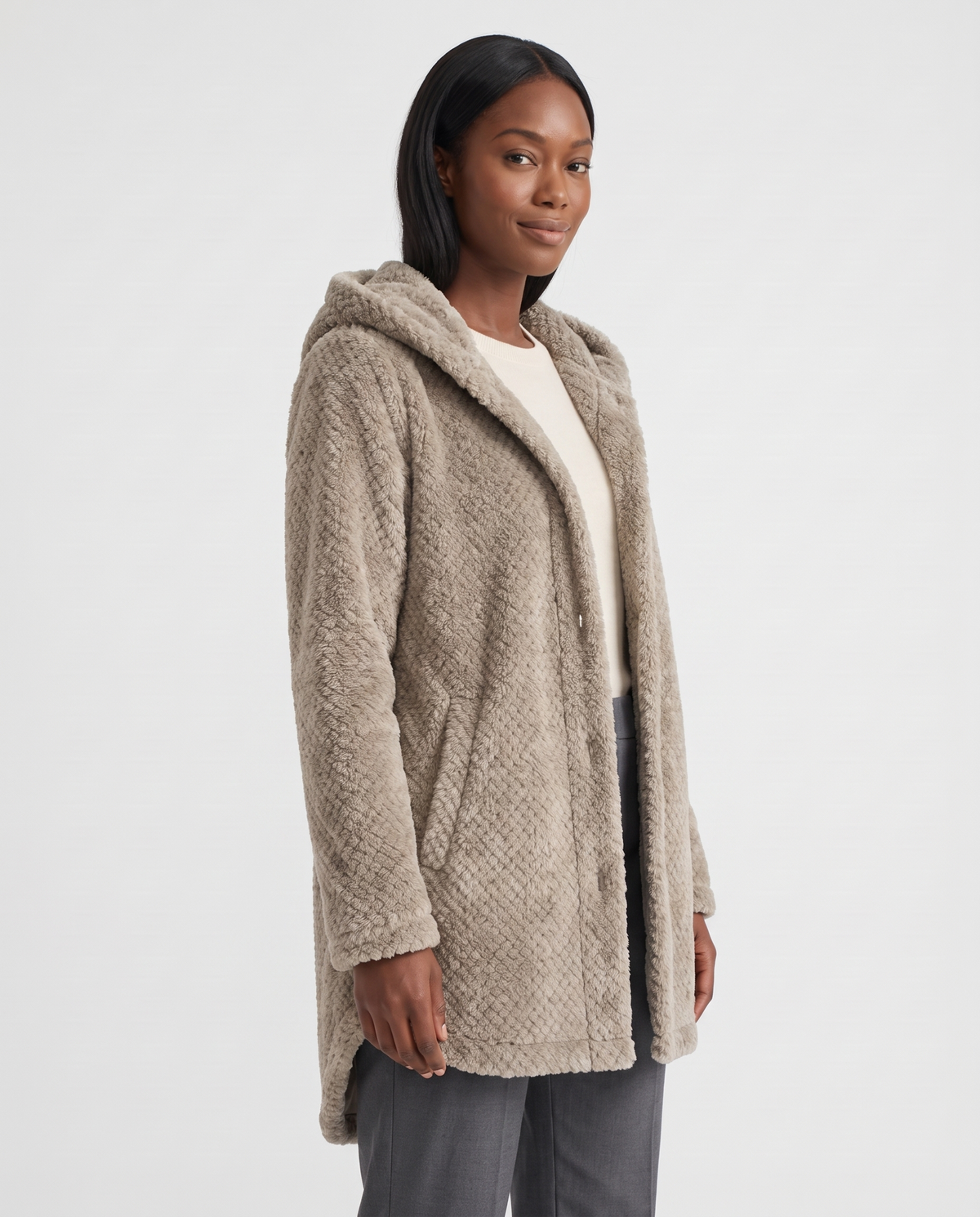 Poppy Women's Fleece Jacket - Khaki - three quarter view