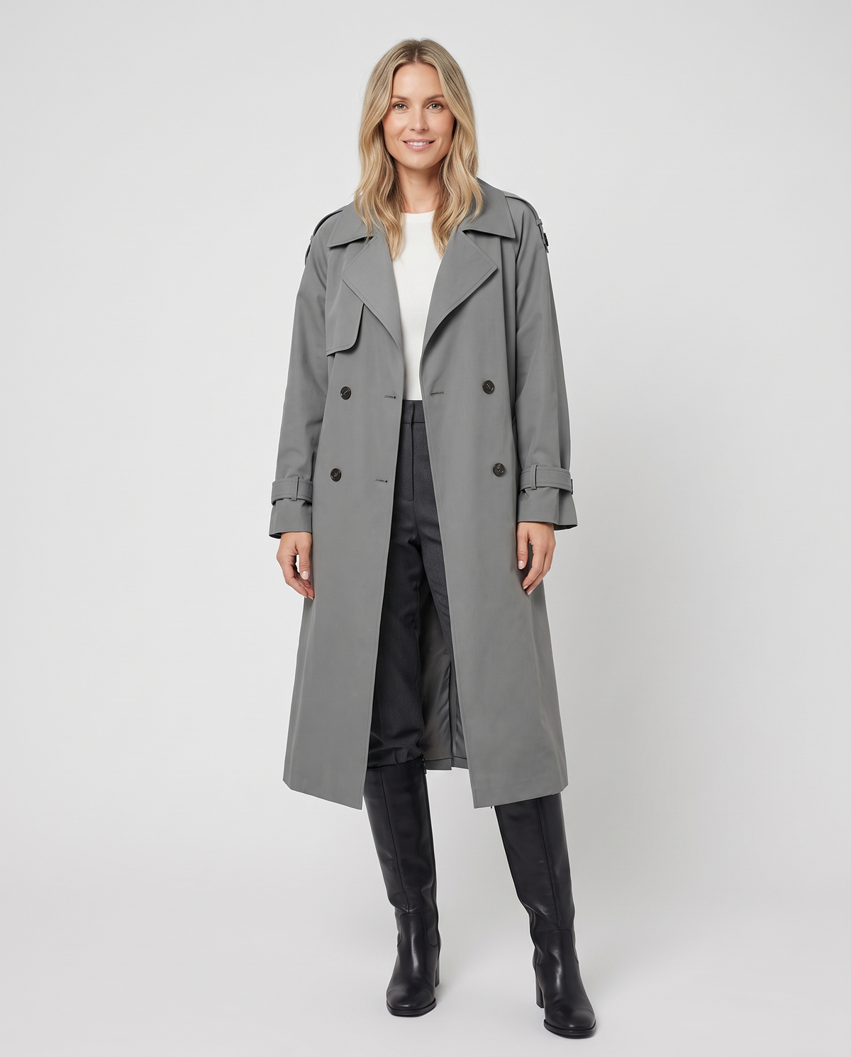 Rae Women's Trench Coat - Grey