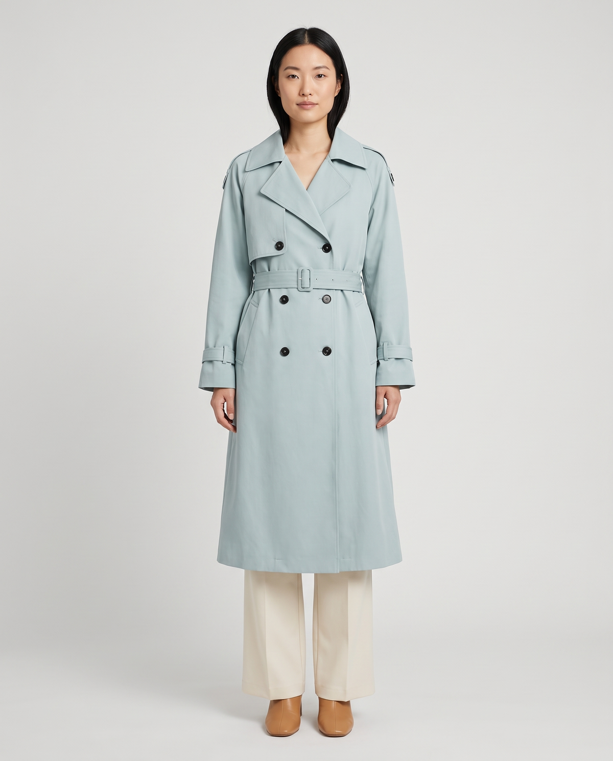Rae Women's Trench Coat - Light Blue