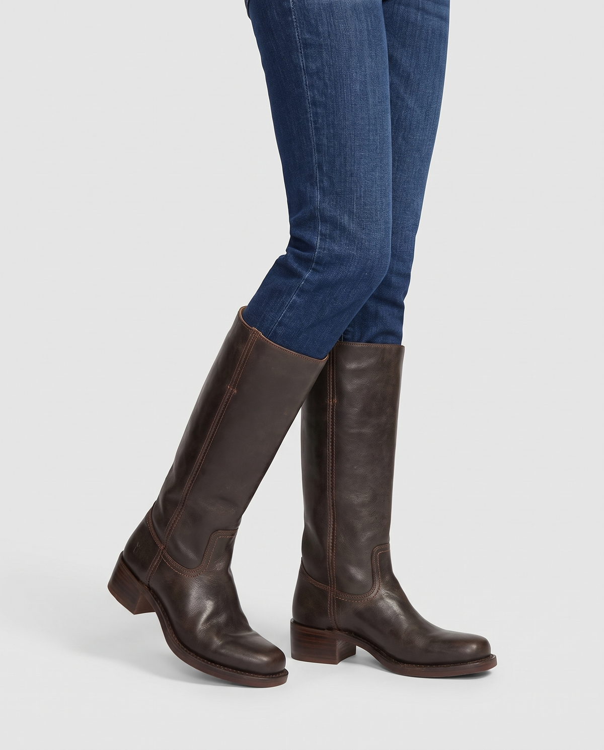 Robyn Women's Winter Leather Flat Knee High Boots in Brown