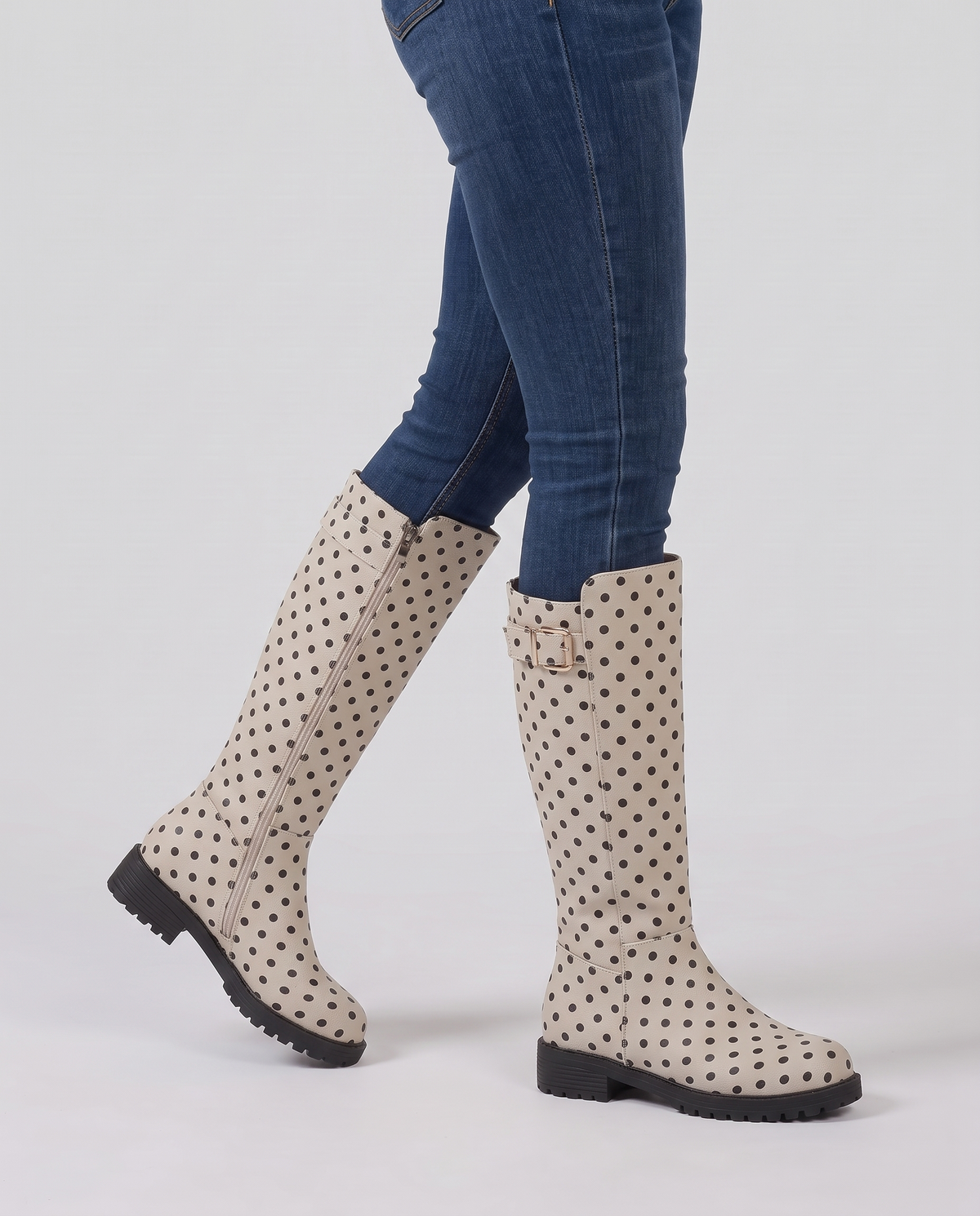 Romilly Women's Rubber Knee High Boots - Beige