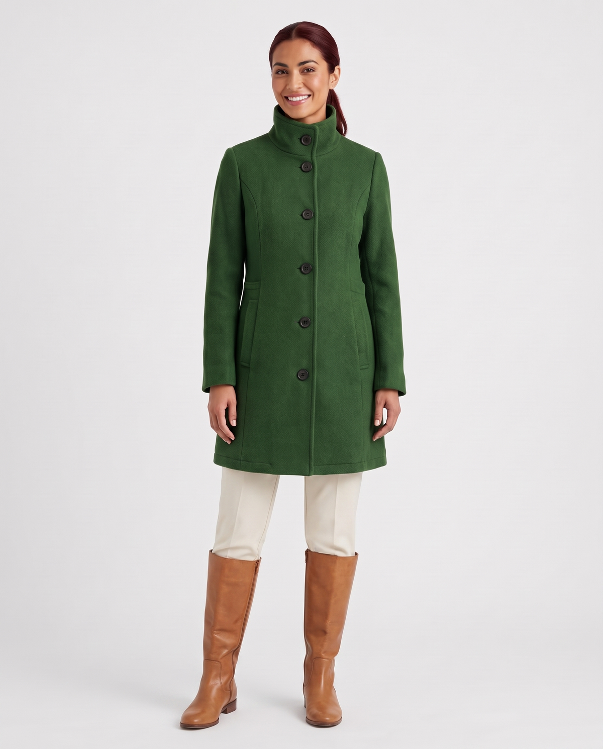 Rosie Women's Wool Winter Coat - Dark Green