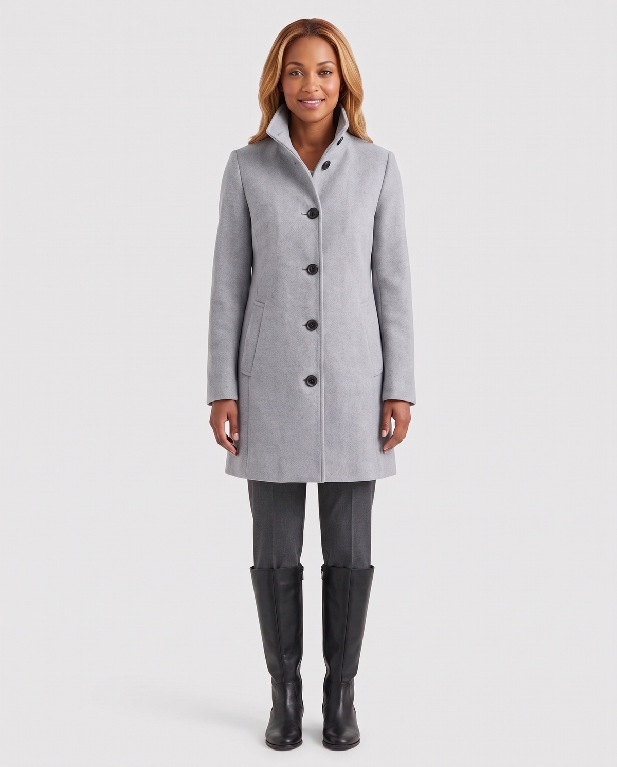 Rosie Women's Wool Winter Coat - Light Gray