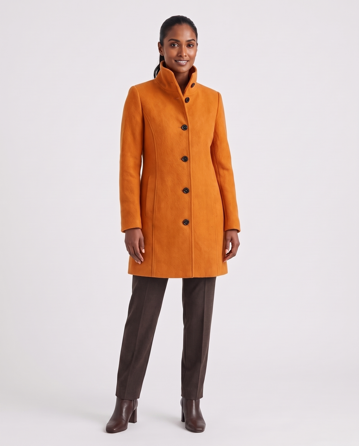 Rosie Women's Wool Winter Coat - Orange