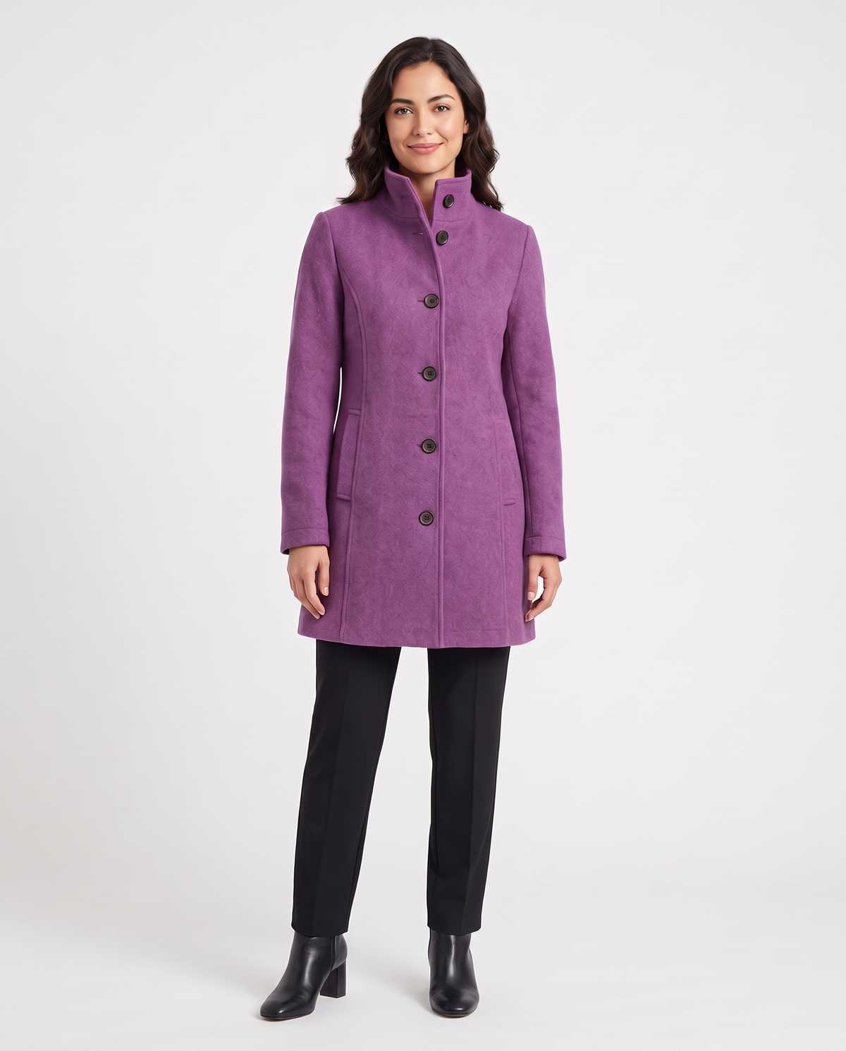 Rosie Women's Wool Winter Coat - Purple