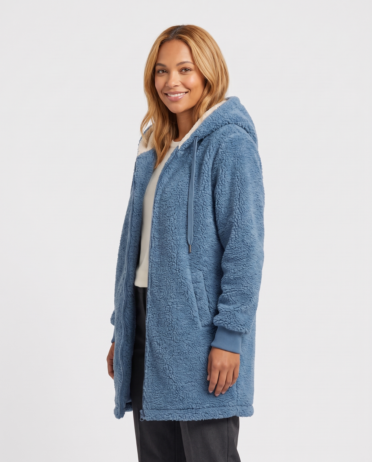Ruby Women's Fleece Jacket - Blue - three quarter view