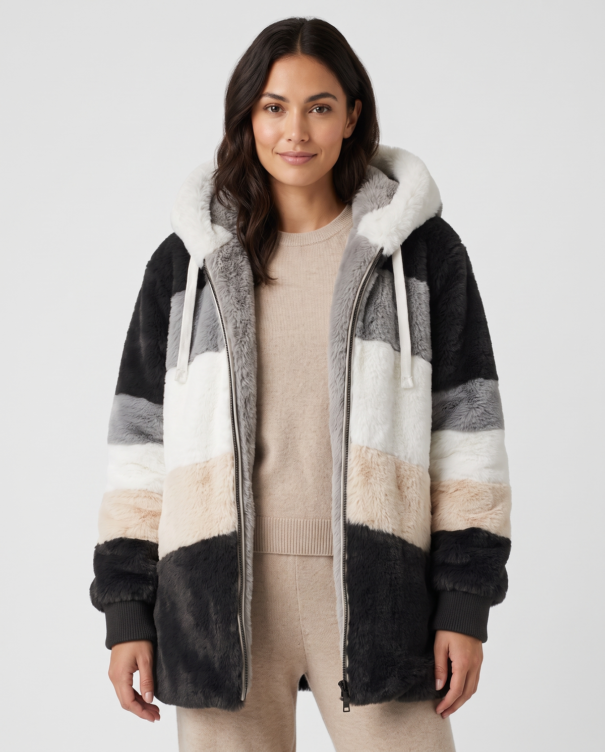 Sofia Women's Tailored Quilted Puffer Jacket - Black Stripes