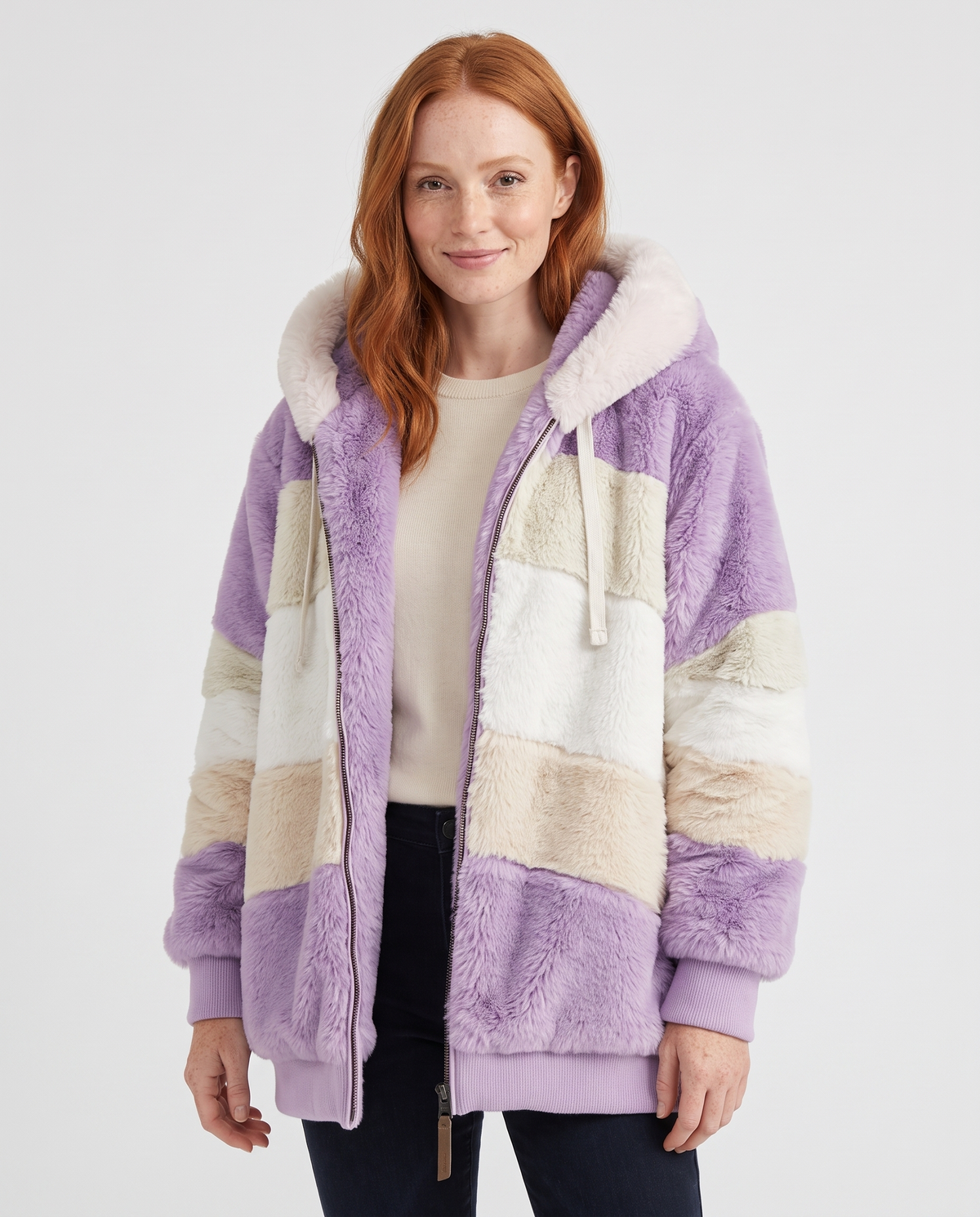 Sofia Women's Tailored Quilted Puffer Jacket - Purple Stripes
