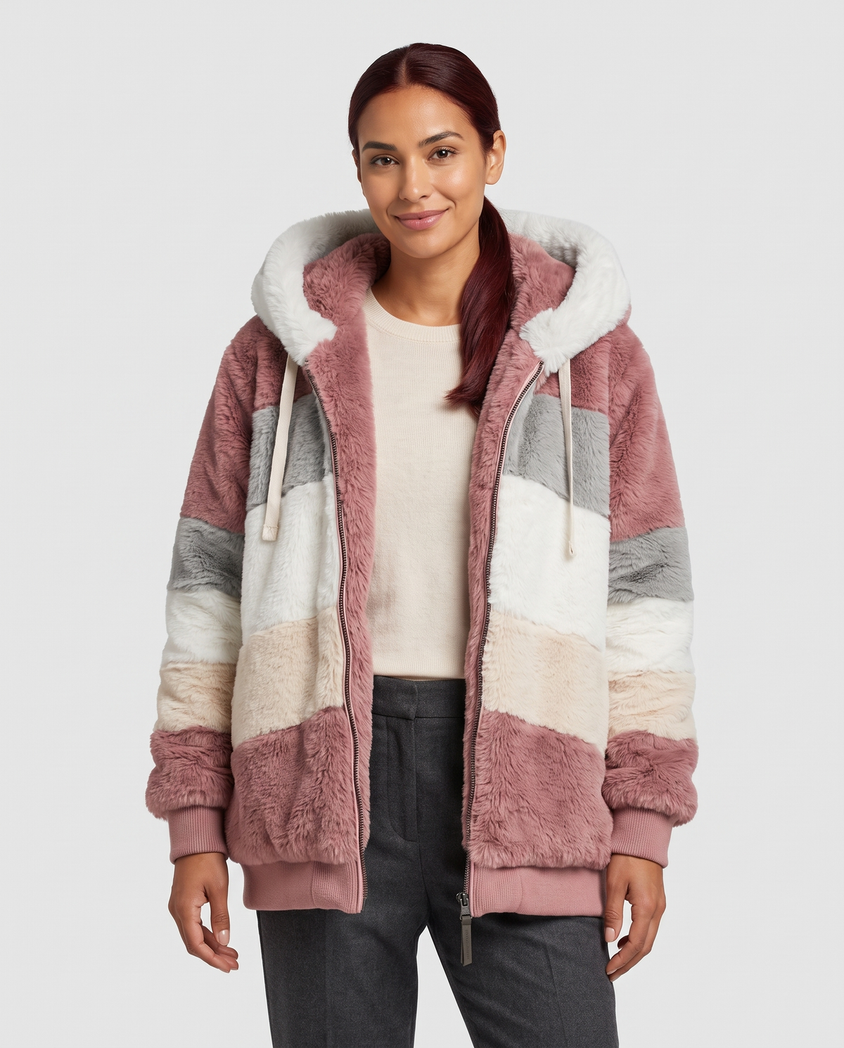Sofia Women's Tailored Quilted Puffer Jacket - Red Stripes