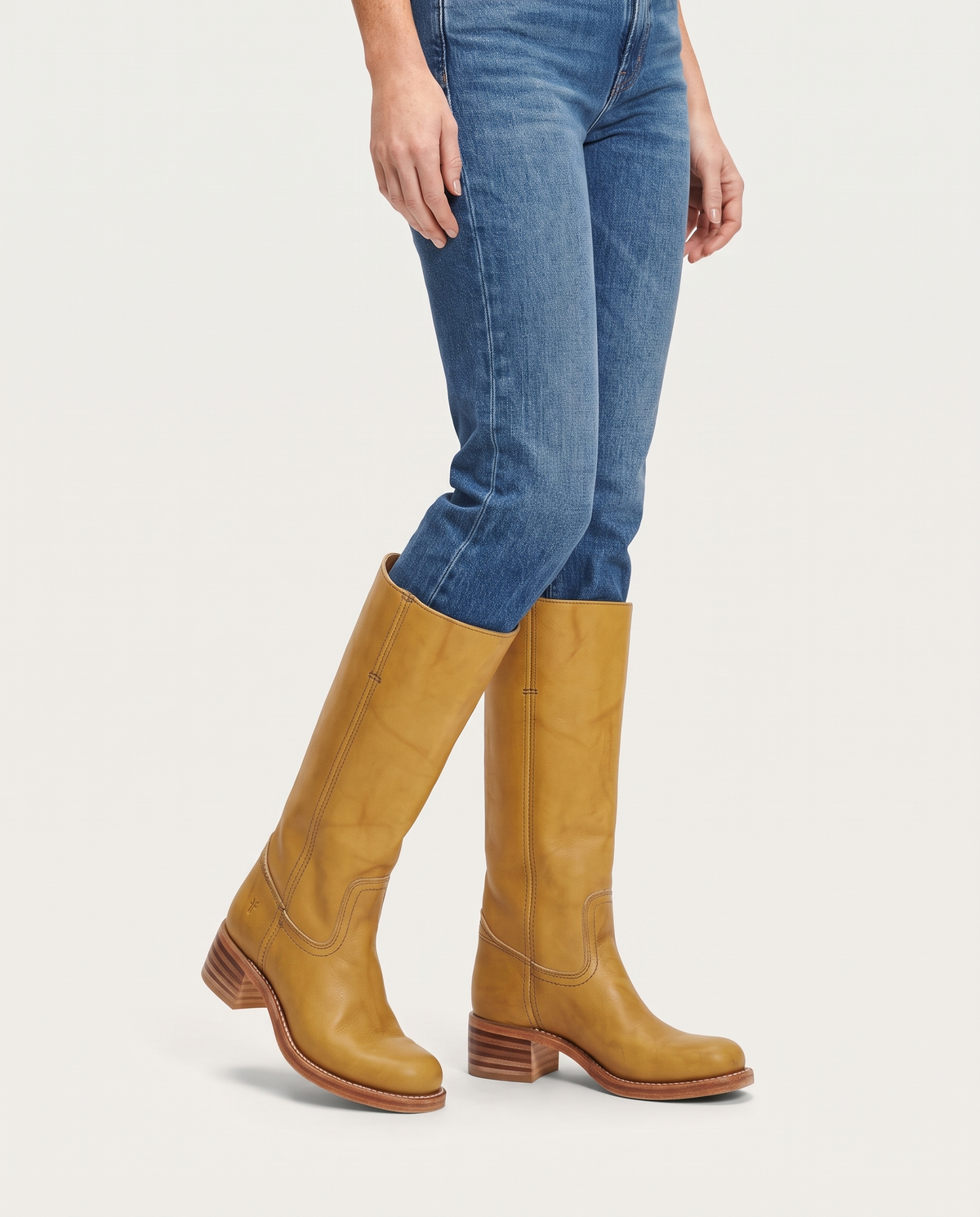 Tamsin Women's Leather Knee High Boots - Yellow