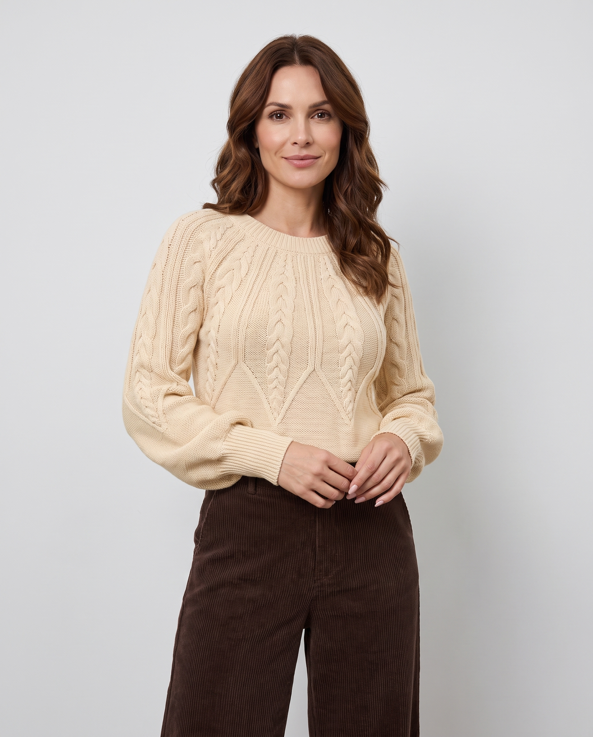 Tessa Women's Cable Knit Jumper - Apricot