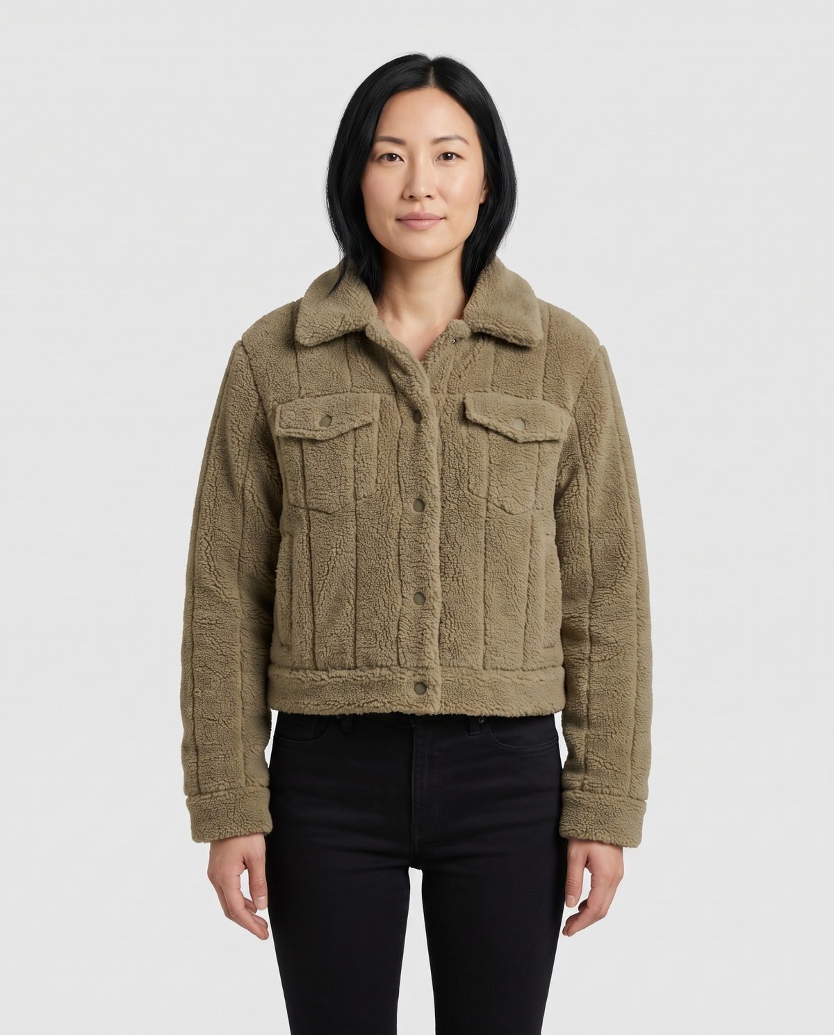 Thea Women's Teddy Fleece Jacket - Khaki