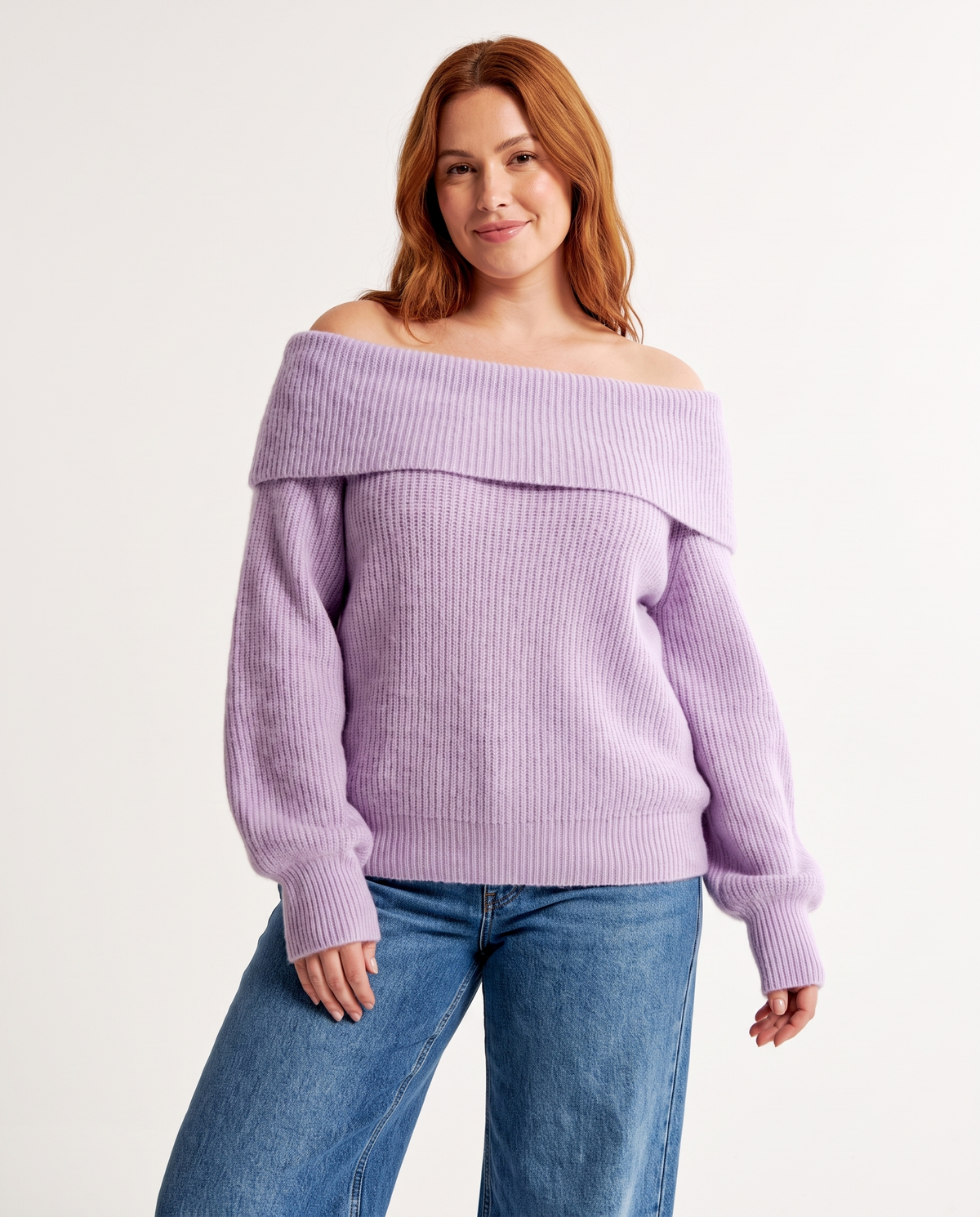 Tiphaine Off-Shoulder Sweater in Purple