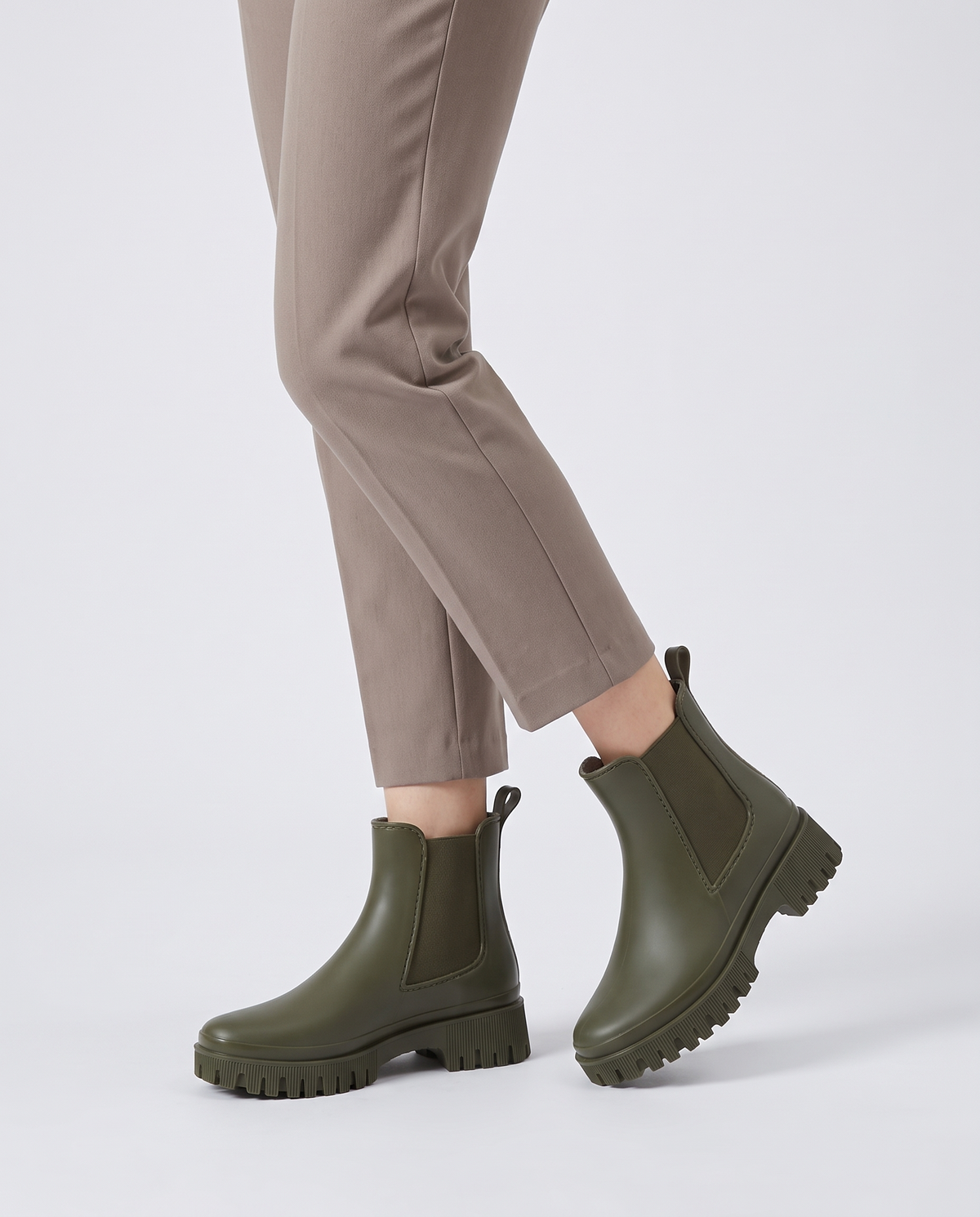 Verity Women's Rubber Chelsea Boots - Army Green