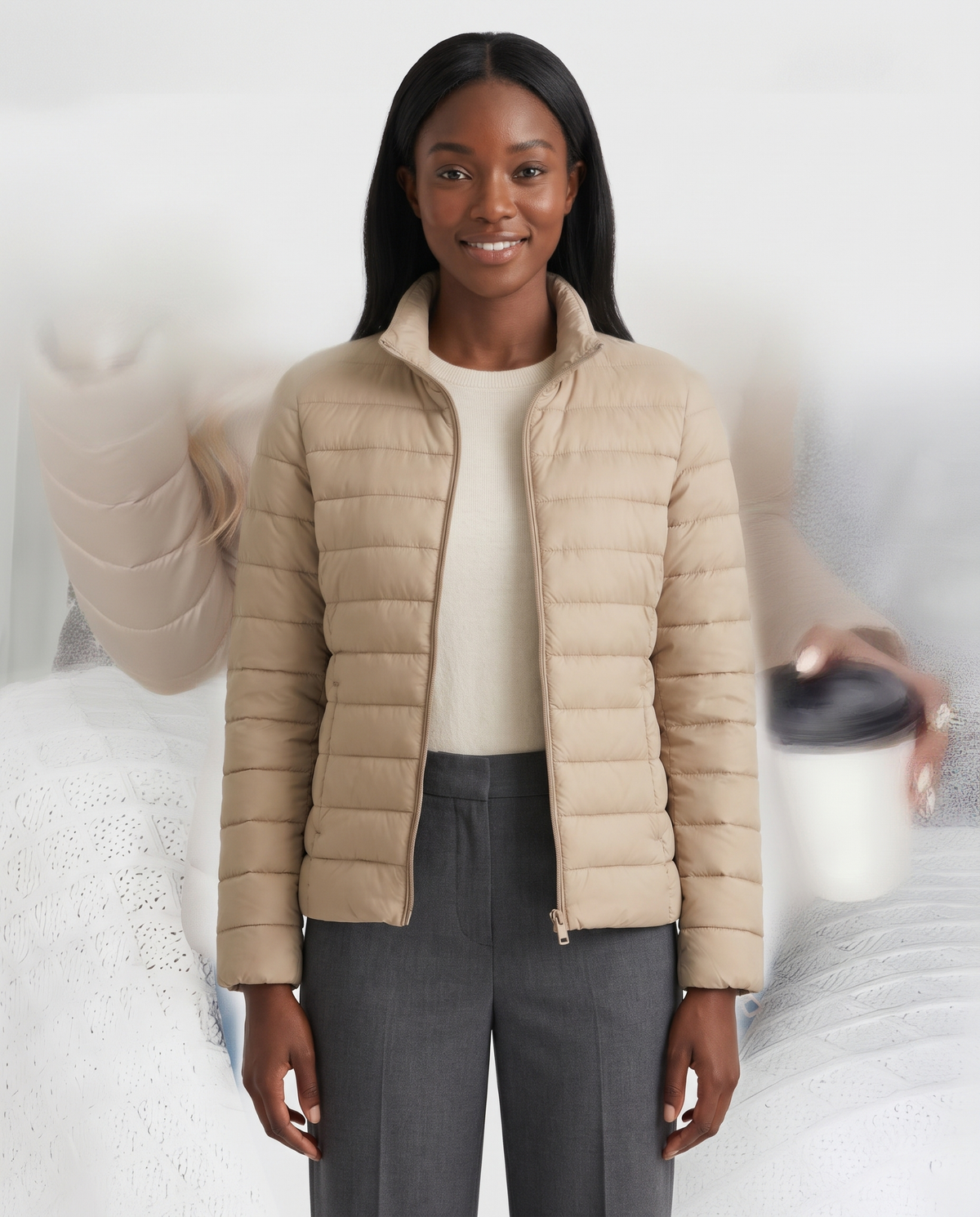 Vivienne Women's Quilted Puffer Jacket - Khaki