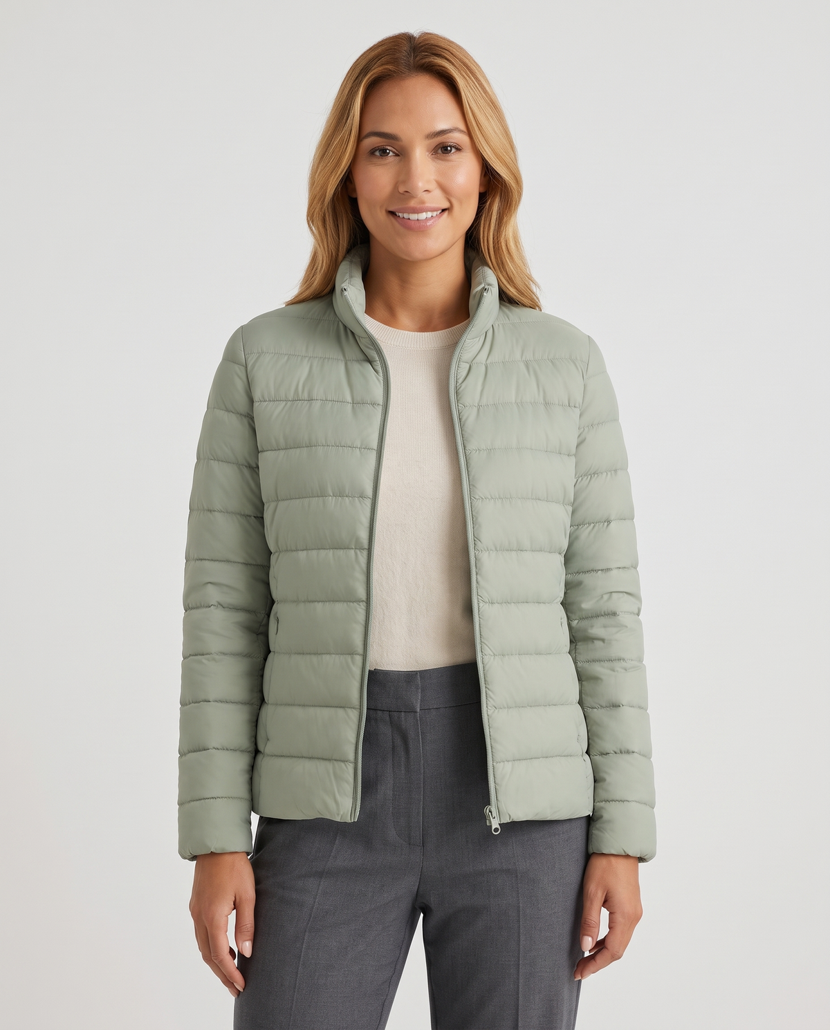 Vivienne Women's Quilted Puffer Jacket - Matcha