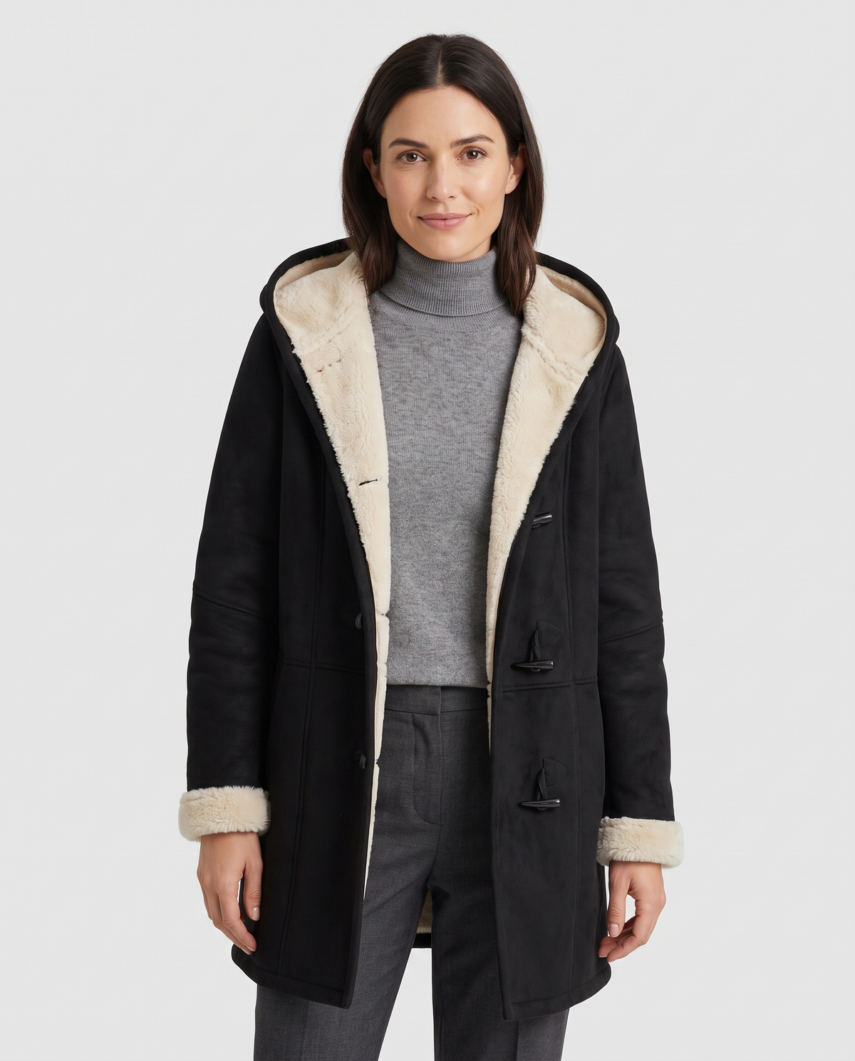 Winnie Women's Sherpa Winter Coat - Black