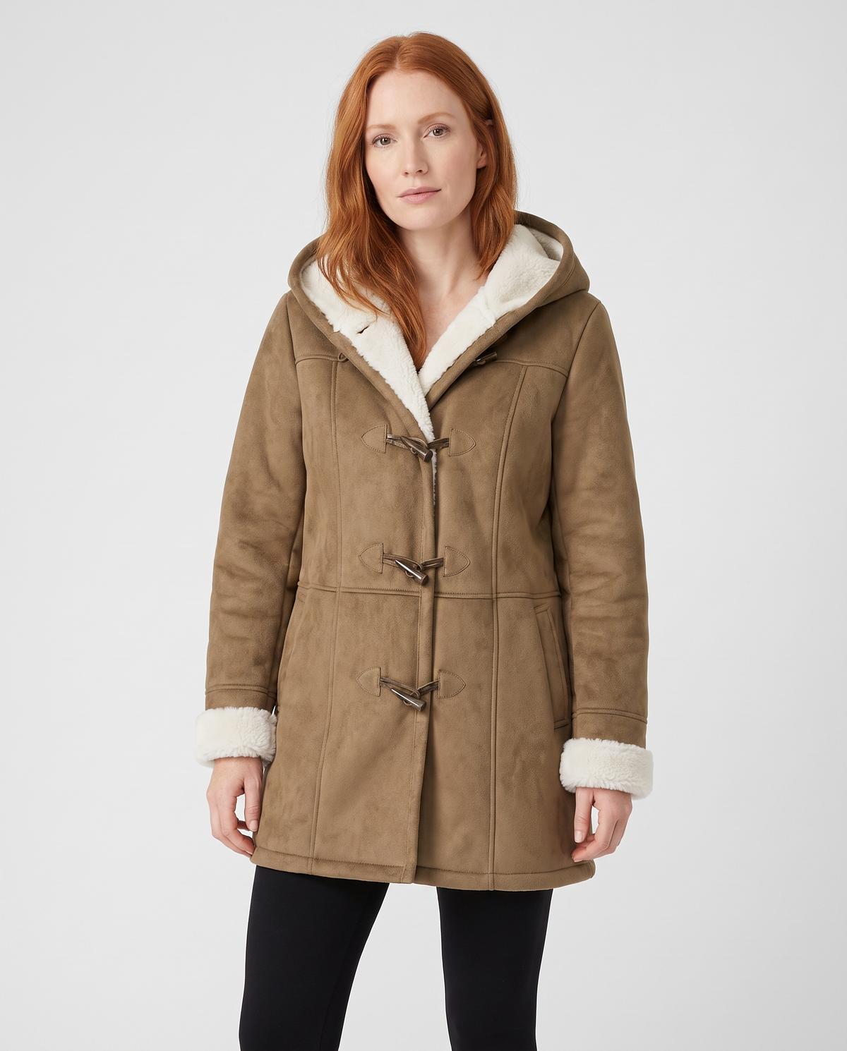 Winnie Women's Sherpa Winter Coat - Khaki