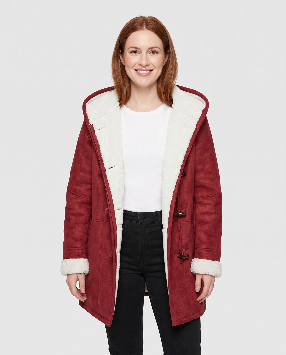 Winnie Women's Sherpa Winter Coat - Red