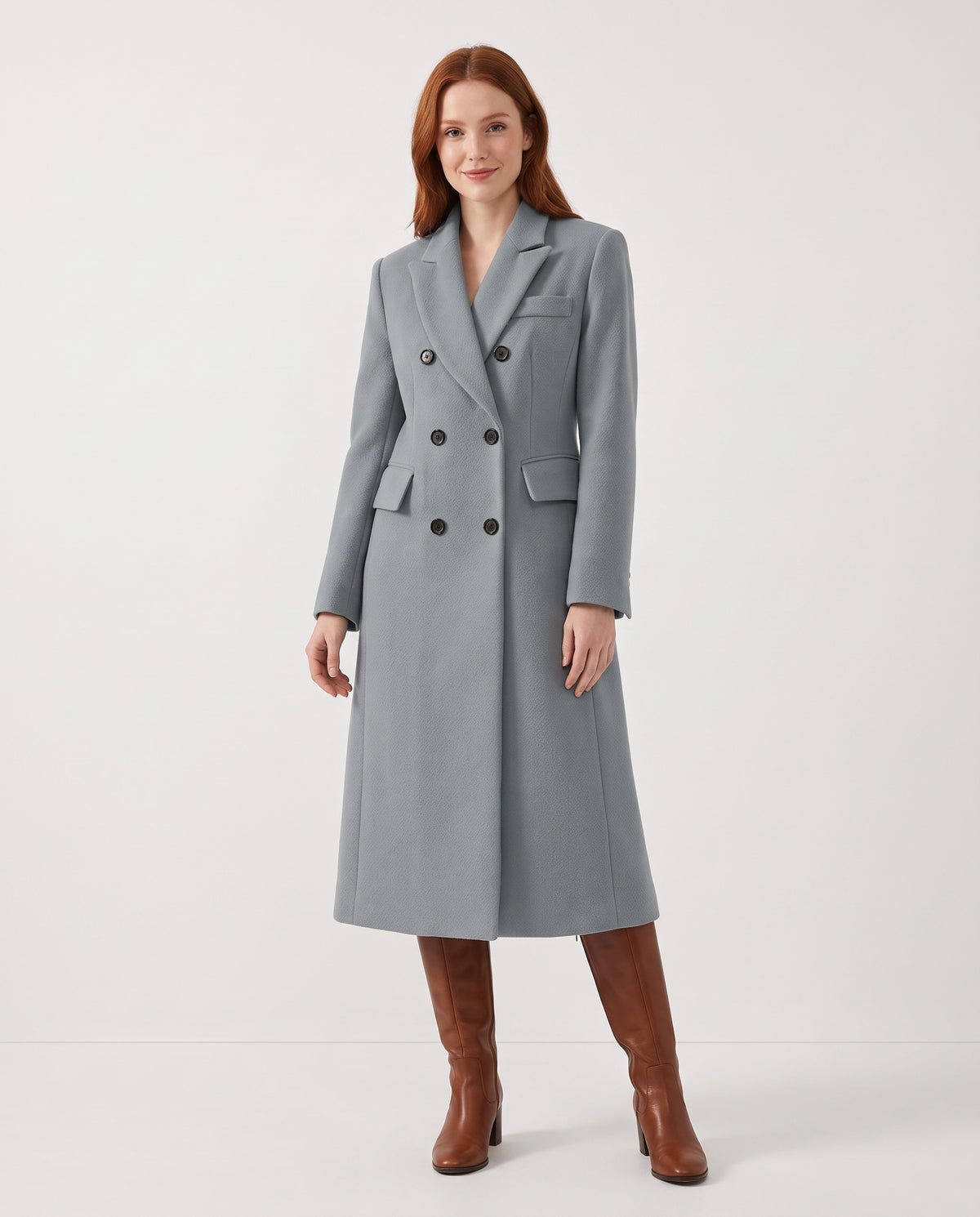 Noelle | Women's Long Wool Coat with Double Breasted Front for Winter in Grey