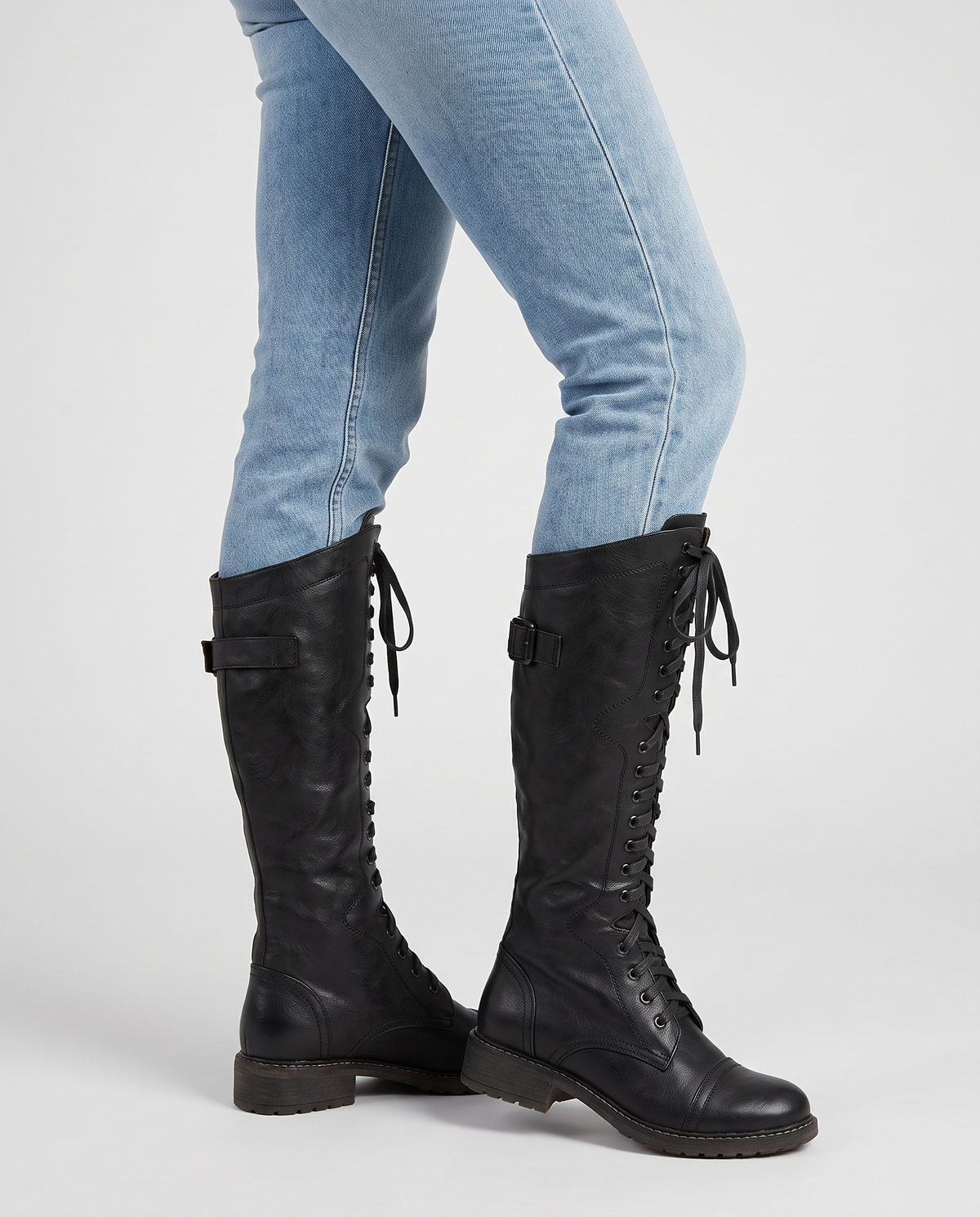 Wren Women's Leather Knee High Boots - Black