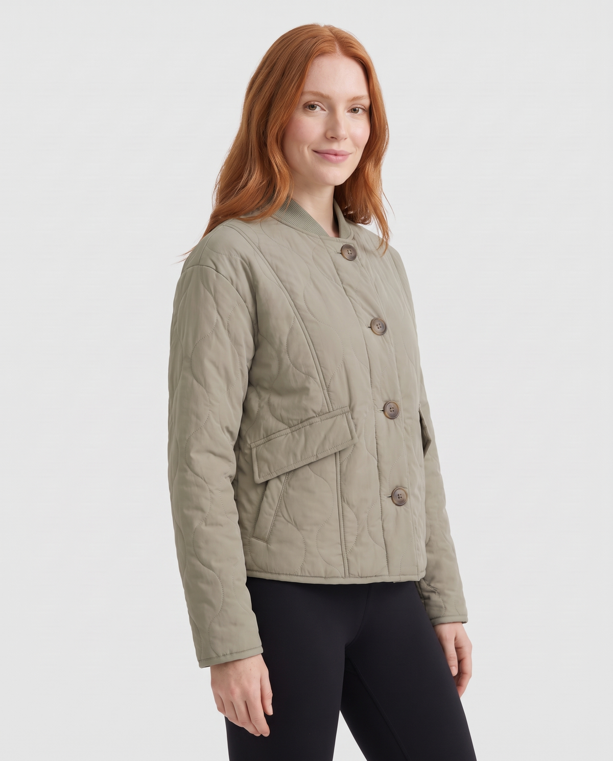 Wren Women's Quilted Jacket - Green - three quarter view